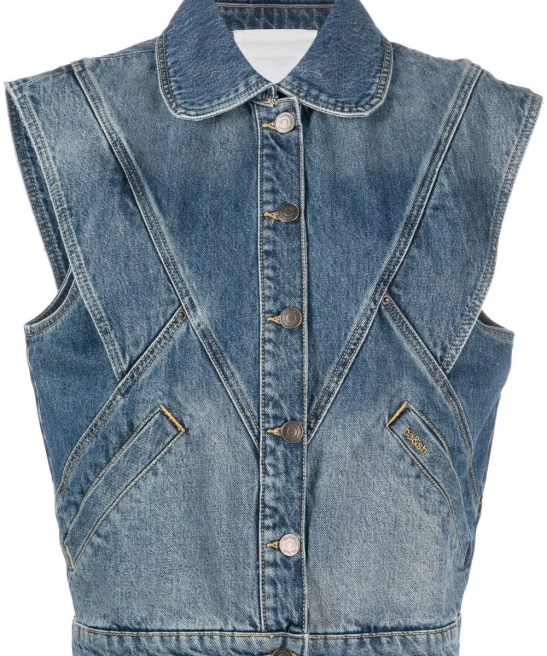 Sleeveless button-down denim vest