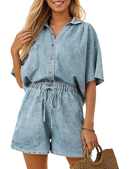 Two-piece summer denim suit