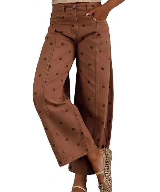 Women's polka dot patterned bucket jeans
