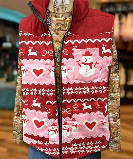 Christmas Reindeer Snowman Pocket Vest