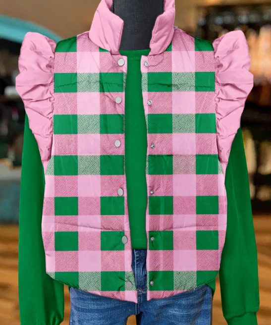 Fresh Plaid Print Fly Sleeve Vest