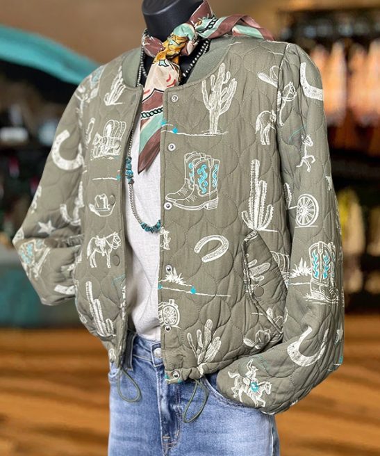Western Boot Cactus Quilted Jacket